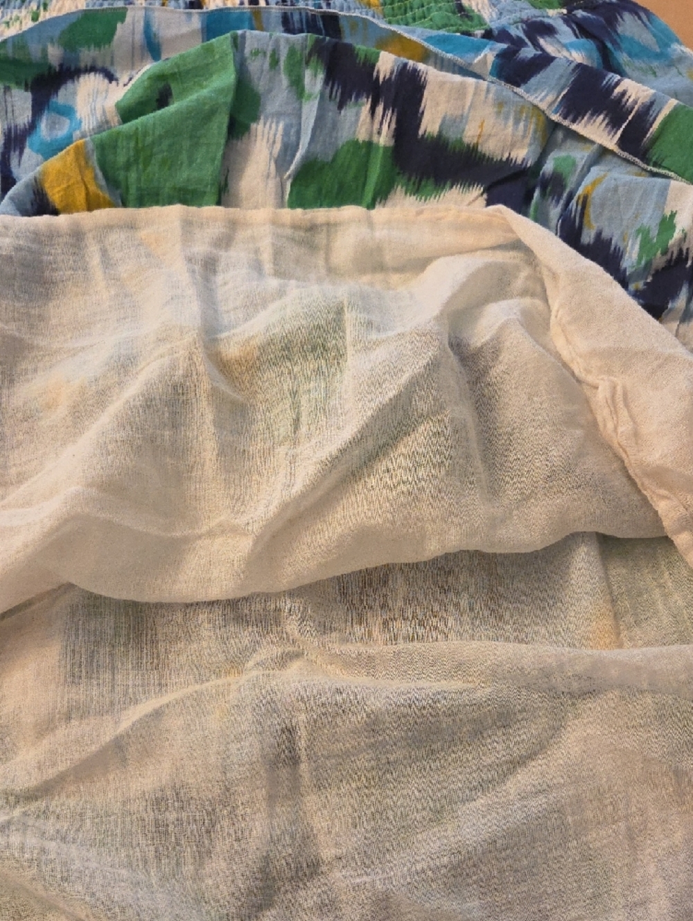 Plus Sz Smocked Waist Multicolor Maxi Skirt Or Dress - Blue Green Yellow & White - Picture 8 of 14
